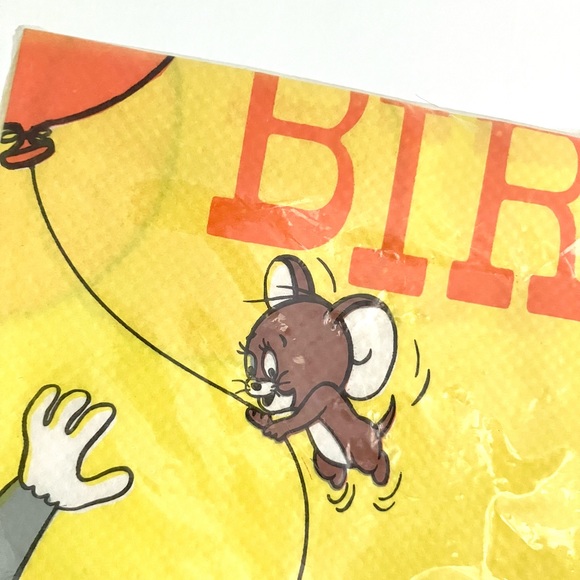 Vintage 70’s Tom & Jerry Happy Birthday paper party tablecloth deadstock NIP - Picture 2 of 5